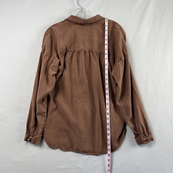 Cloth & Stone Button Shirt Womens Medium Tencel Tunic Long Sleeves Brown - Picture 7 of 12
